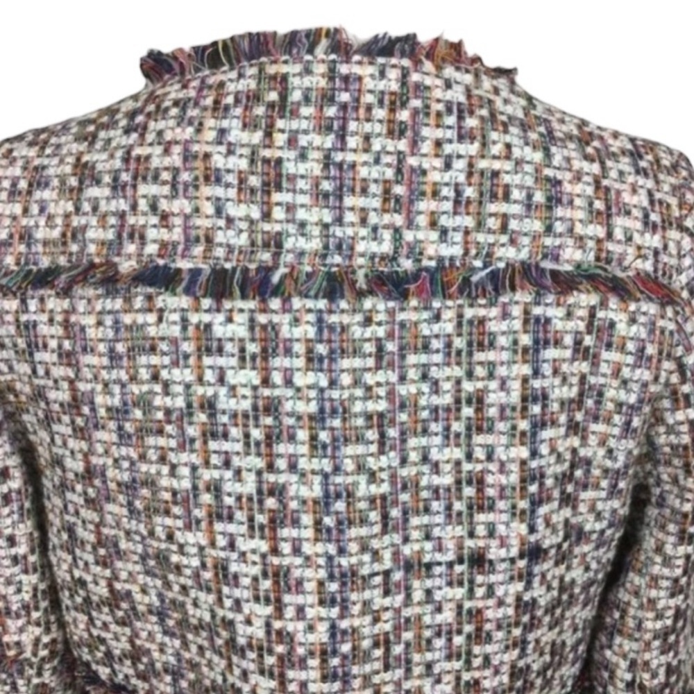 CAROLINA BELLE Montreal Crop Tweed Zip Front Multicolor Blazer Jacket Size L - Picture 12 of 16